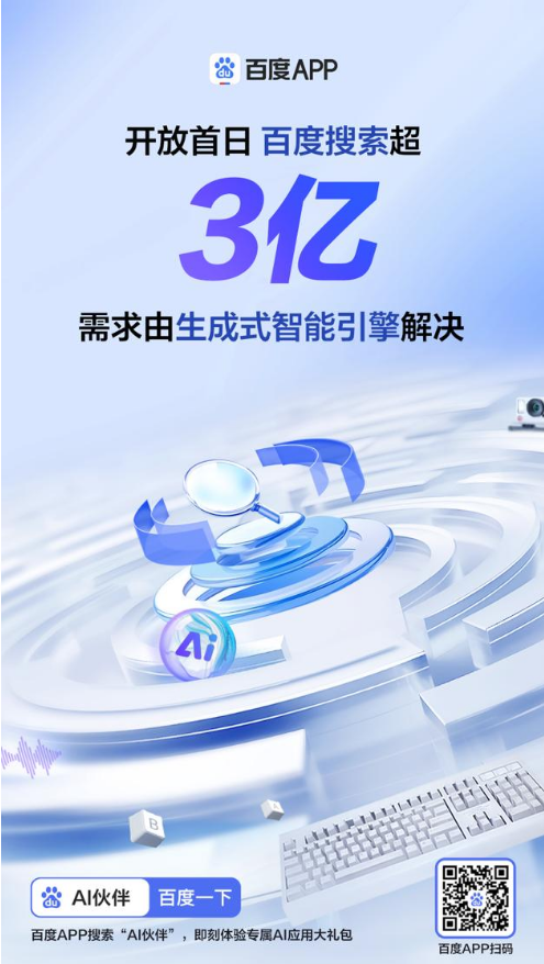 文心一言开放首日,百度搜索超3亿次需求由生成式智能引擎解决
