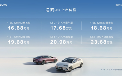 新平台、新内饰、新智能 比亚迪海豹DM-i正式上市售价16.68万元起