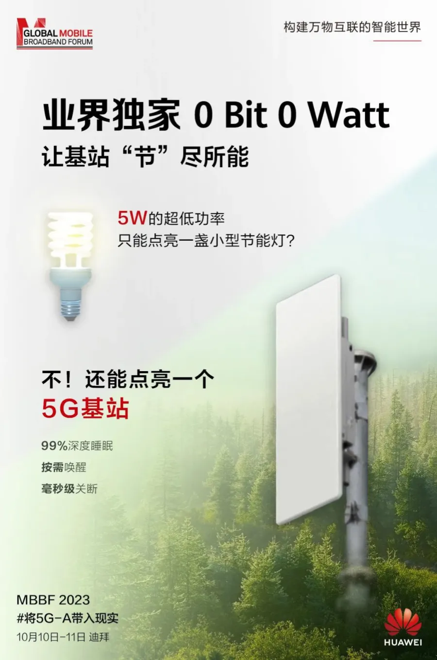 HUAWEI华为迪拜10日发布独家超低功率5G基站和多款5.5G新品