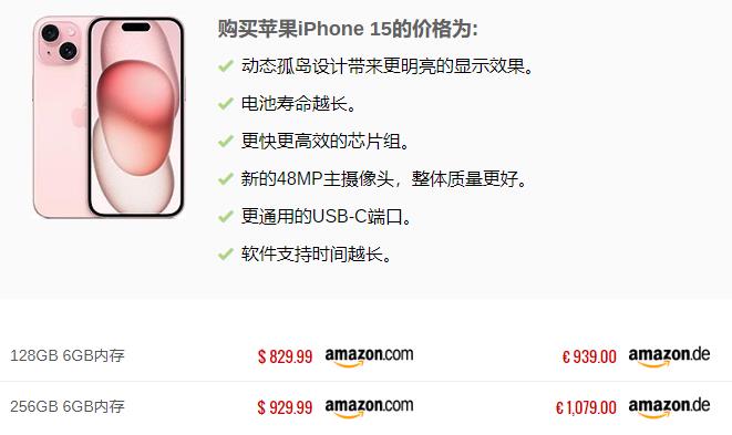 苹果iPhone 15和苹果iPhone 14对比