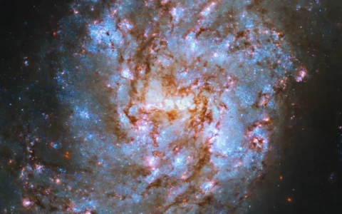 NASA哈勃望远镜照片中星光璀璨的NGC 1087螺旋蛇状星系