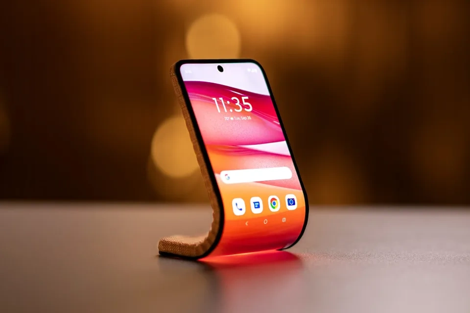摩托罗拉Motorola可卷曲屏幕概念手机Android系统 是手机也是手环