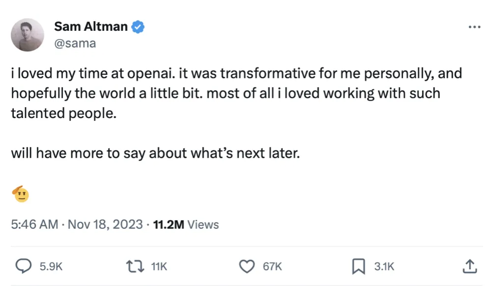 OpenAI CEO Altman被董事会炒鱿鱼，被质疑其领导能力和坦诚态度