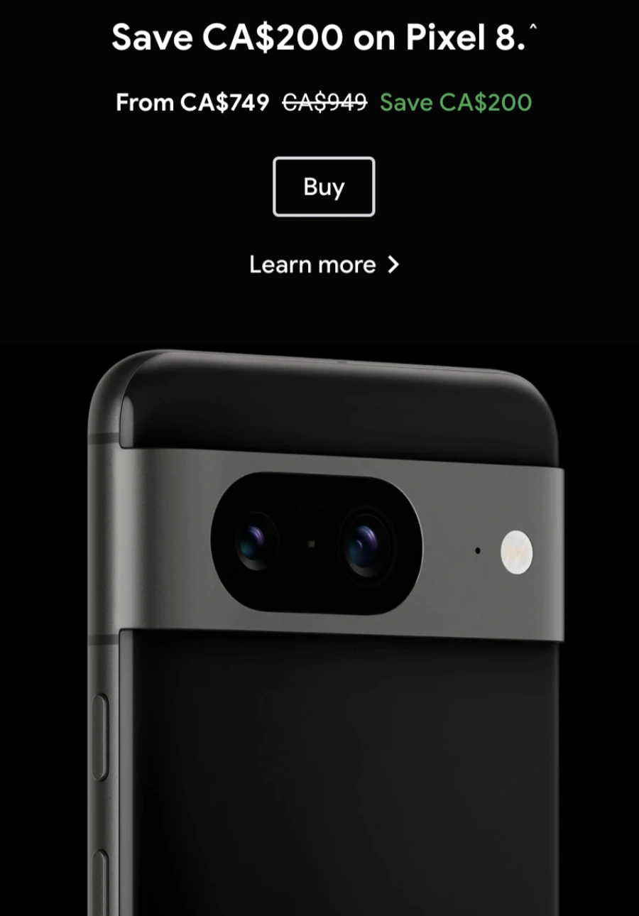 谷歌加拿大黑色星期五特惠开始啦！Google Pixel 8可节省200加元