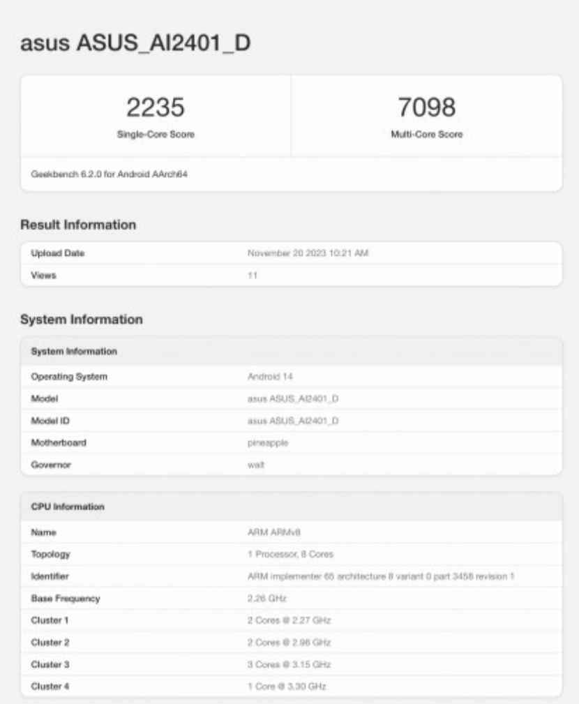 ASUS ROG Phone 8 Ultimate现身Geekbench 搭载骁龙8 Gen 3和24GB RAM