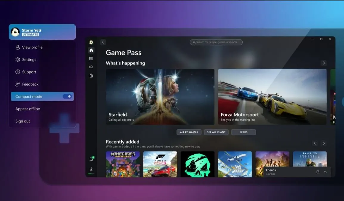 消息称Xbox PC应用程序获得掌上游戏PC的紧凑型模式
