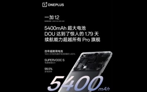 一加OnePlus 12预热：拥有5400毫安时的电池