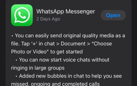 WhatsApp增加发送未压缩图像和视频选项