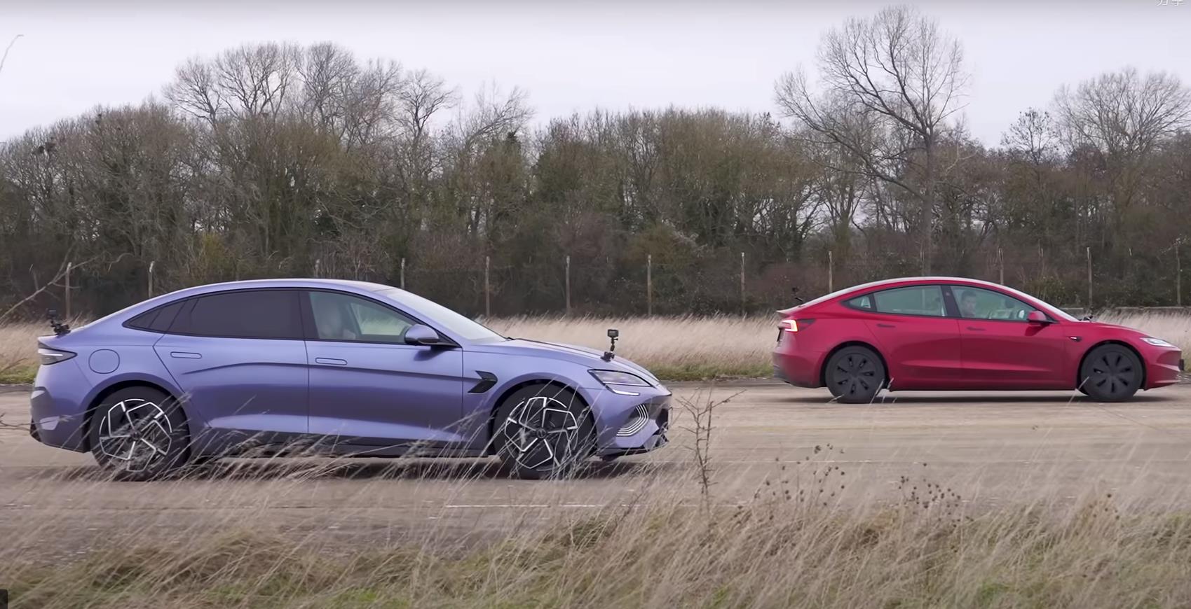 特斯拉Tesla Model 3 vs 比亚迪BYD海豹：电动汽车的性能对决