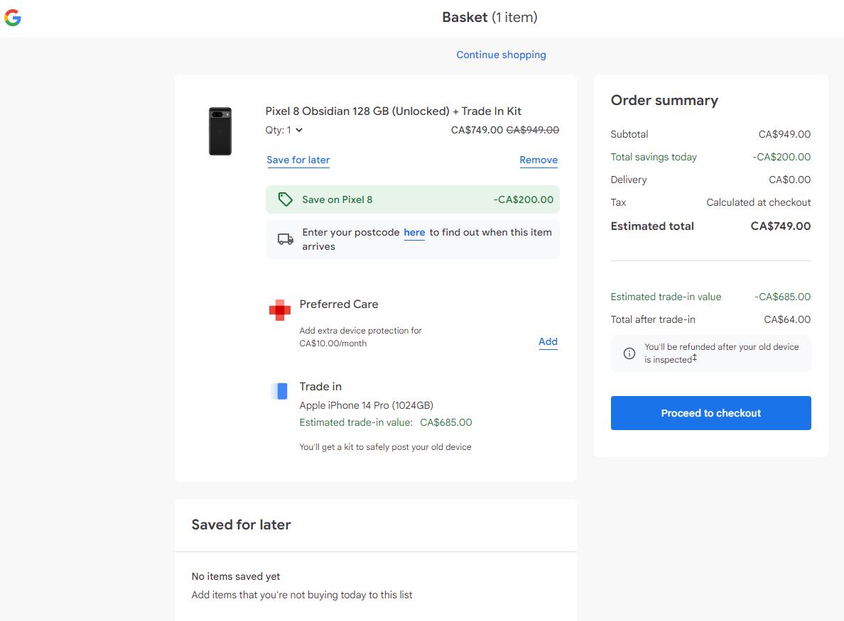 加拿大用户这样买Google Pixel 8只需64加元，优惠885加元