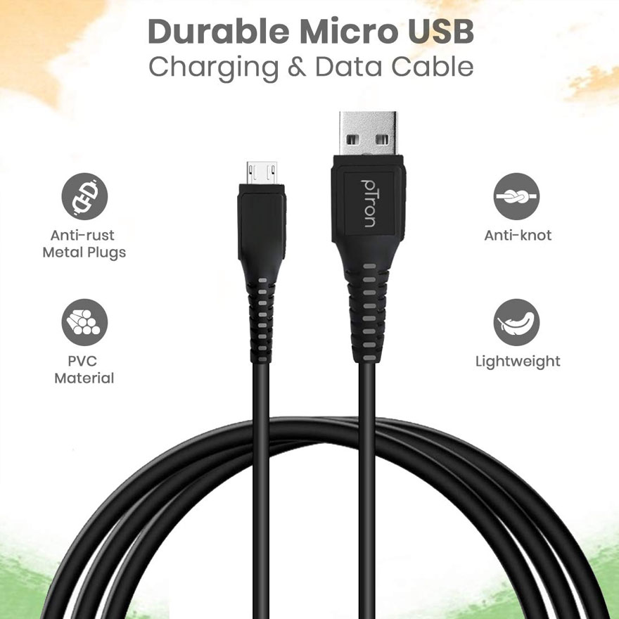 pTron USB-A转Micro USB快速充电线在印度亚马逊可以省711卢比，仅售89卢比！