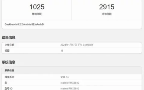 搭载骁龙7sGen2处理器 Geekbench平台现身疑似真我12 Pro+新机