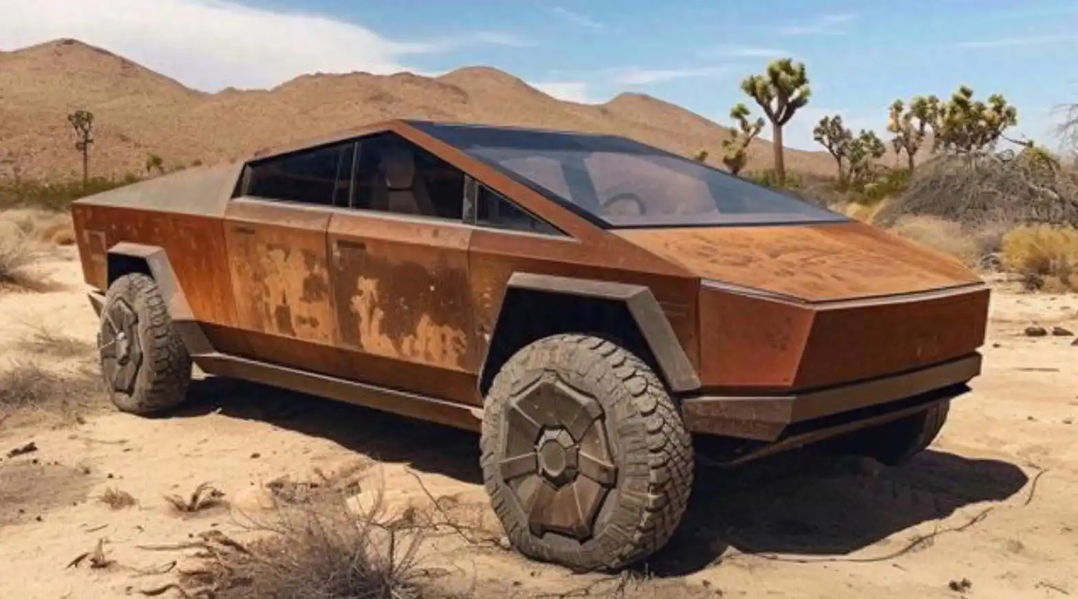 特斯拉Tesla Cybertruck生锈遭吐槽 不锈钢车身是假的？