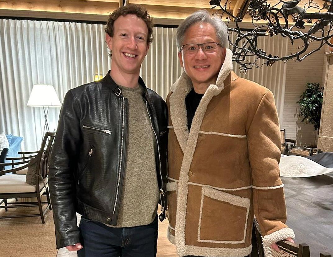 马克·扎克伯格会面黄仁勋 两人互换标志性的穿搭