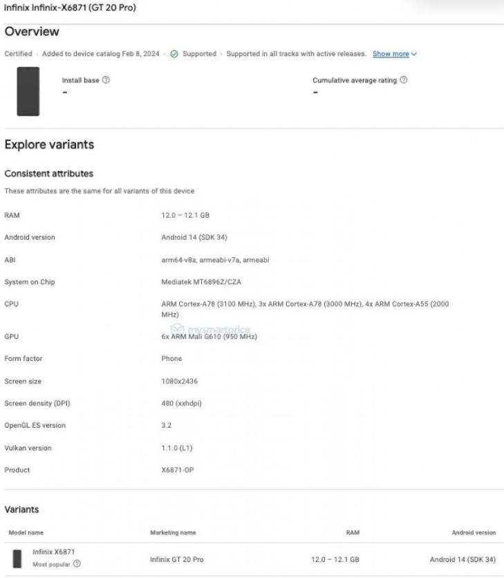 Infinix GT 20 Pro配置曝光：搭载联发科Dimensity 8200芯片，预计即将发布