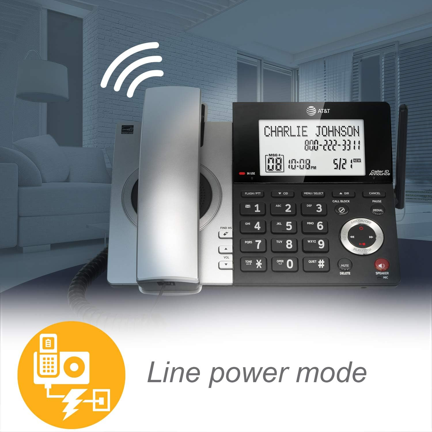 AT&T CL84107 DECT 6.0电话机：亚马逊美国限时优惠，仅售61.99美元