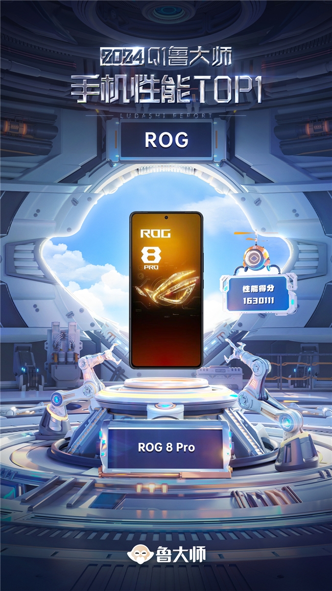 最强性能旗舰 ROG 8 Pro拿下鲁大师2024 Q1手机性能榜第一