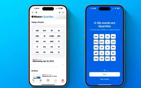 iOS 17.5更新：字谜合集再升级，新增排行榜与“Quartiles”游戏