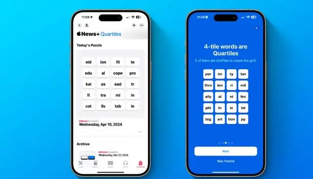iOS 17.5更新：字谜合集再升级，新增排行榜与“Quartiles”游戏