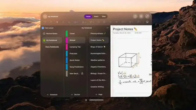 微软OneNote正式登陆Apple Vision Pro