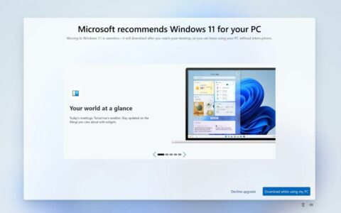 微软推出全屏弹窗，鼓励Windows 10用户升级至Windows 11