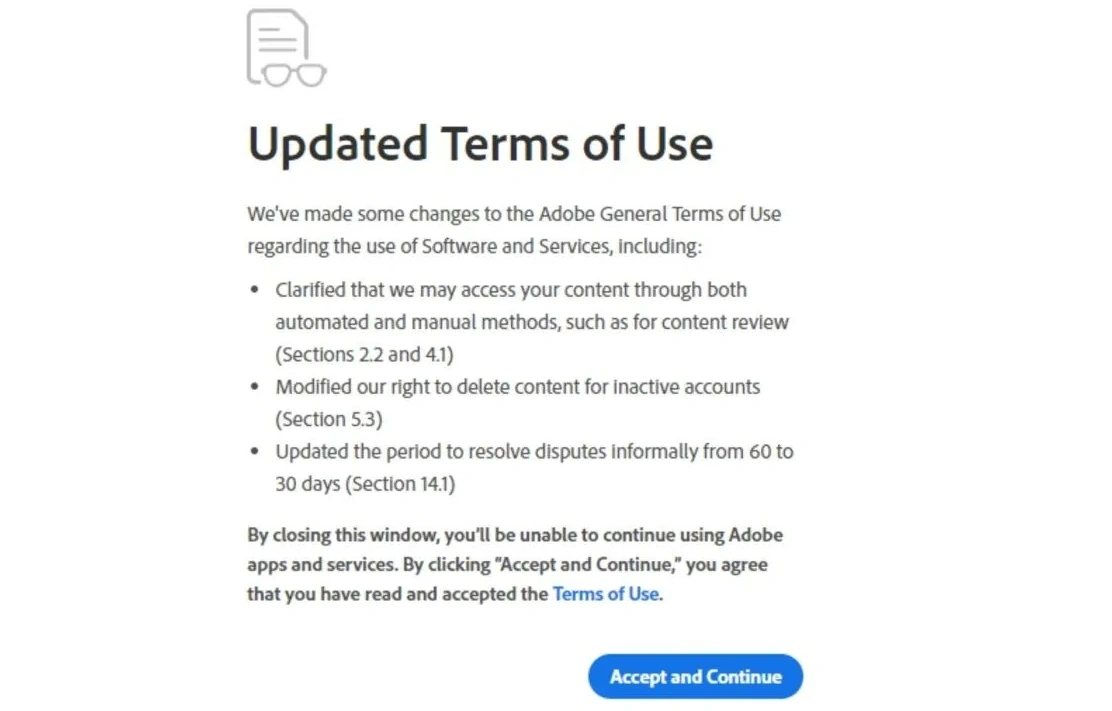 Adobe 新服务条款被指无法接受，用户所有项目可被免费访问且用于训练 AI