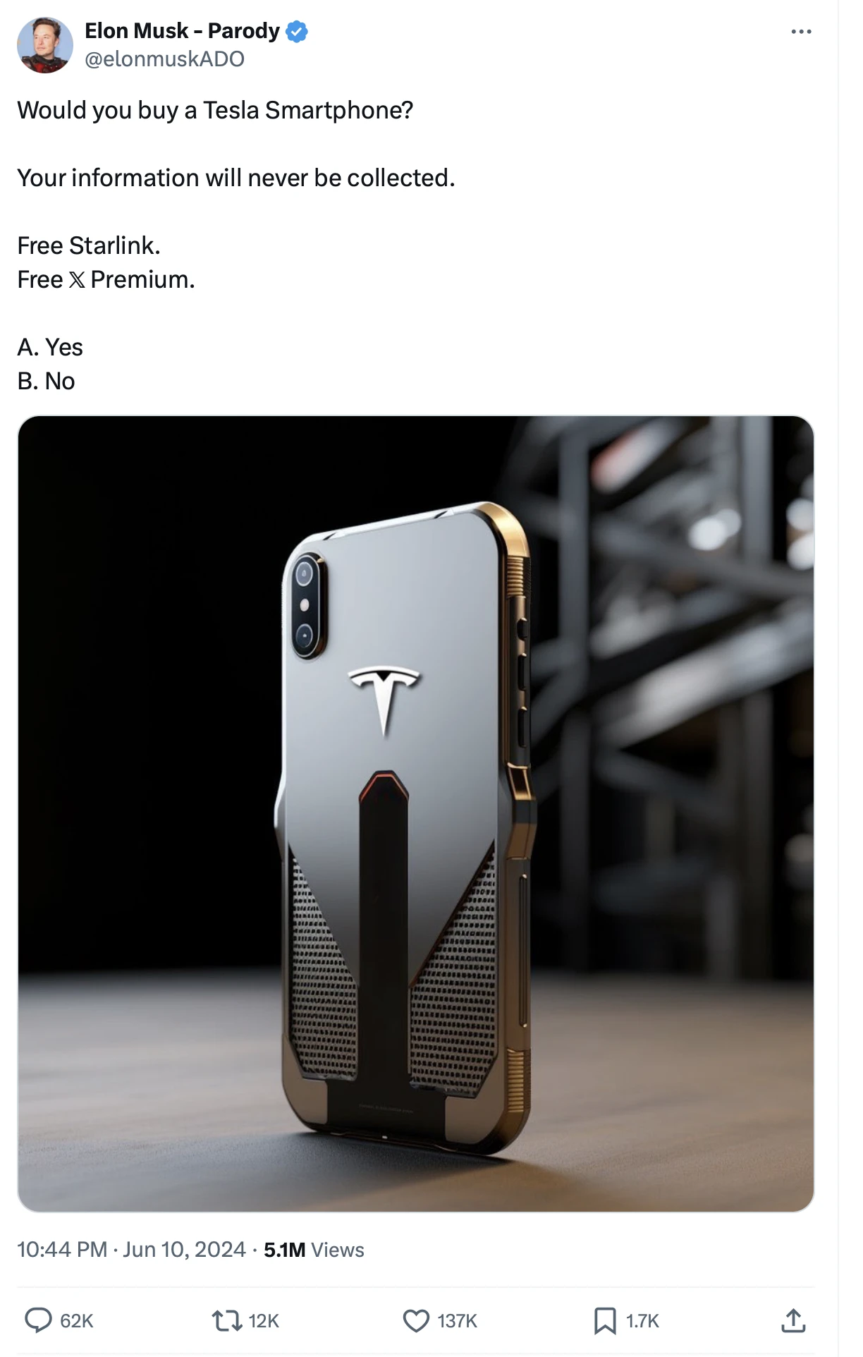 Elon Musk要做手机了？Tesla智能手机这次很可能是真的