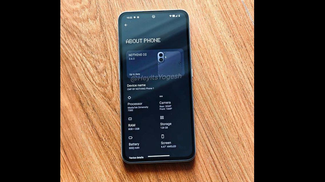Nothing 子品牌 CMF Phone 1真机曝光，配置信息全面揭晓