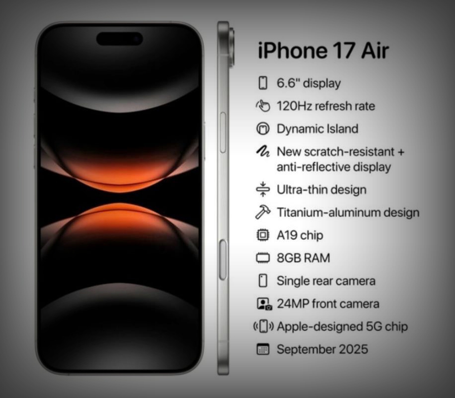 iPhone 17 Air参数爆料：超薄设计搭配强劲性能，或将于明年9月发布