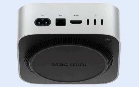 2024 款苹果 Mac mini 细节：电源按钮挪到设备底部