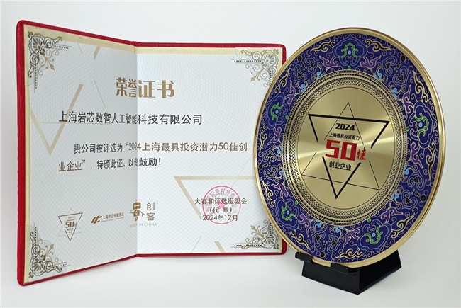 RockAI获评“2024上海最具投资潜力50佳创业企业”