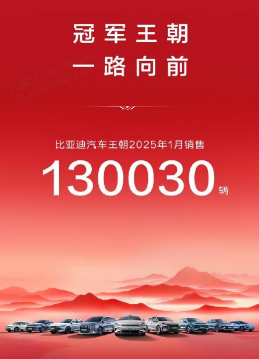 中国销冠，比亚迪1月销量超30 万台，出口量飙升83.4%
