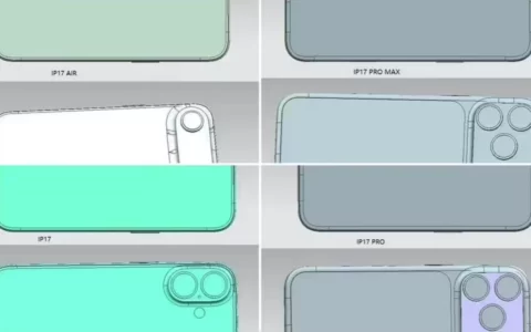 CAD 渲染苹果 iPhone 17 系列全家福曝光   Pro 版为横向大矩阵