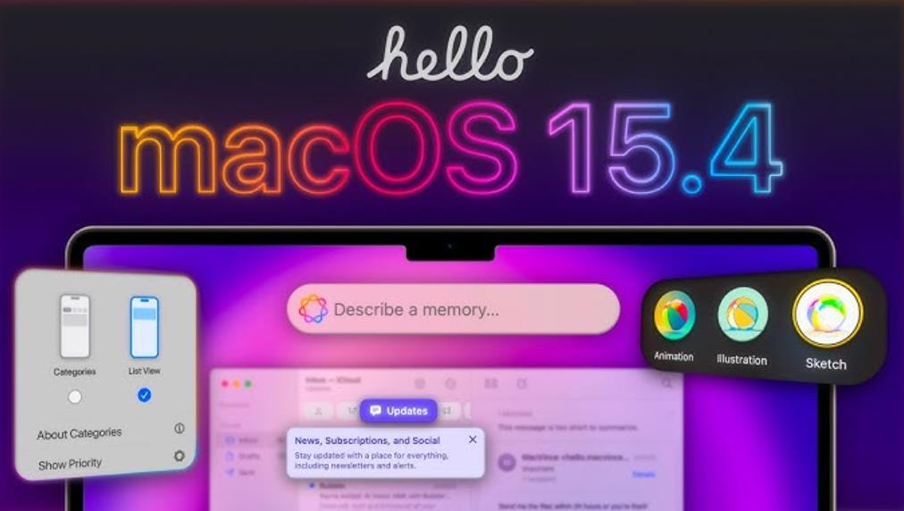 苹果macOS 15.4正式版发布：邮件智能分类、美食专区等五大功能上线