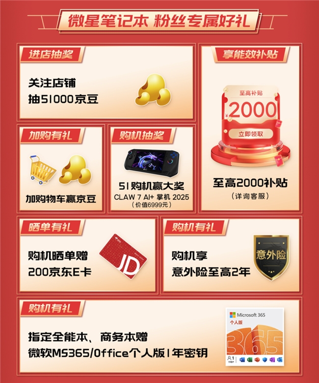 微星游戏本RTX50爆款新品，51电商大促+线下微星日好礼不断！