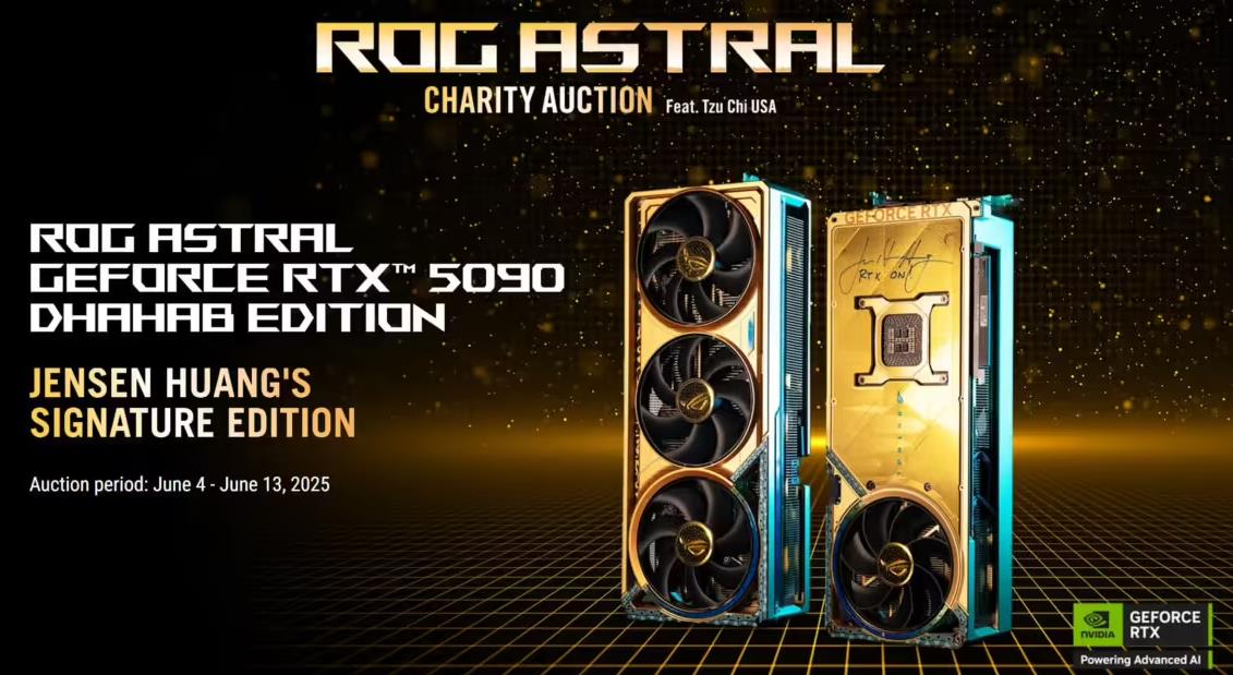 黄仁勋签名版RTX 5090镀金显卡拍出24.2万美元助力慈善