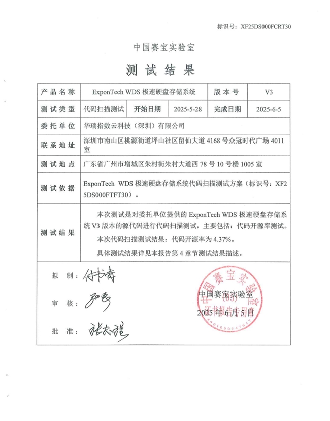 ​华瑞指数云再获国家权威认证：全部代码自主率95.63%！