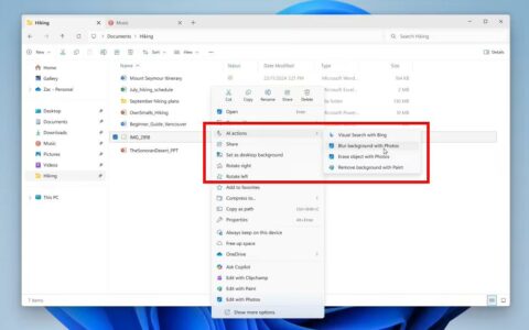 ‌微软发布Win11新预览版：文件管理器新增AI修图功能