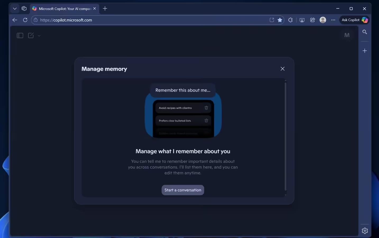 ‌微软Copilot升级：新增记忆管理功能与Google Drive连接支持