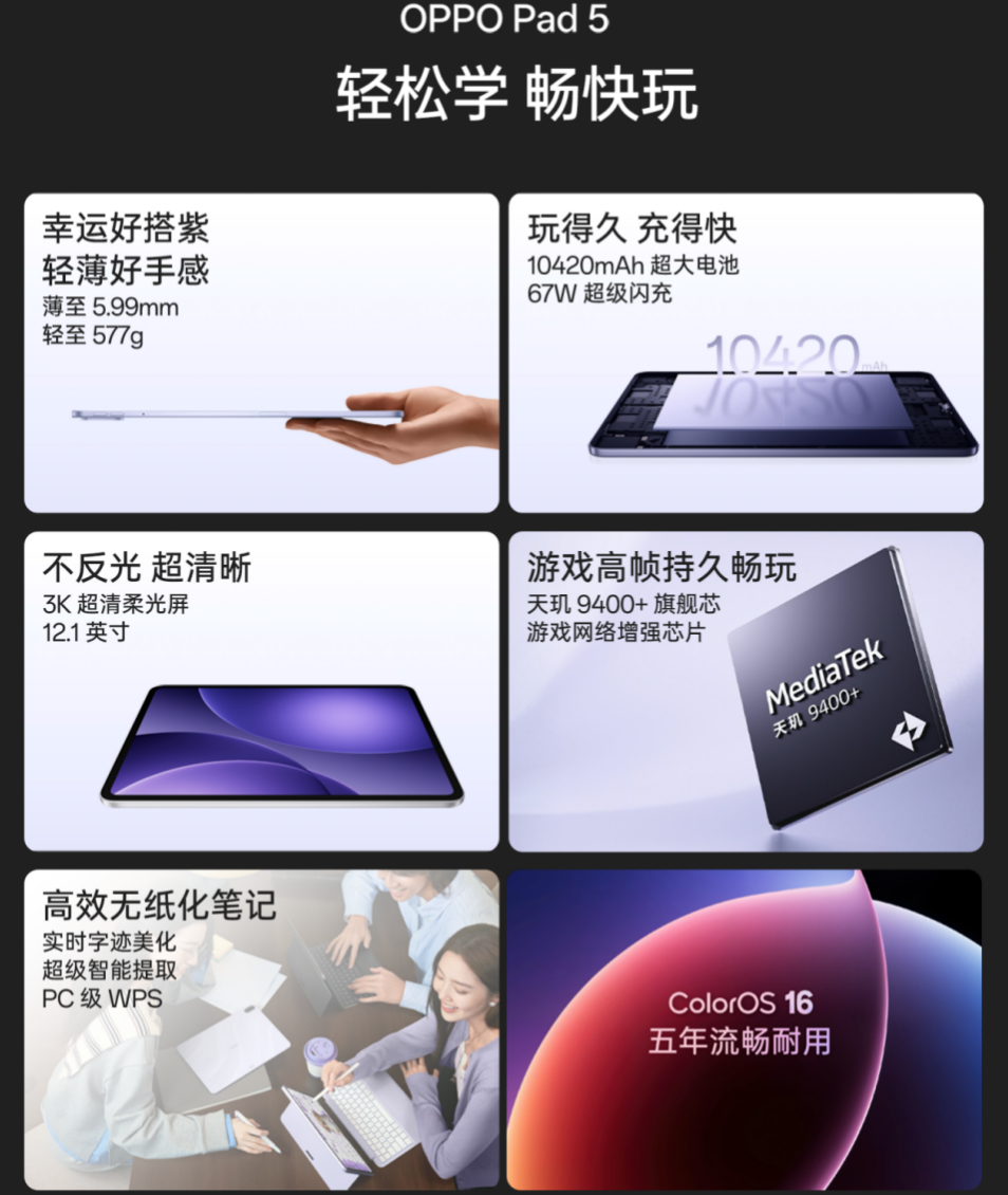 新一代安卓板王之作 OPPO Pad 5 发布 售价2599元起
