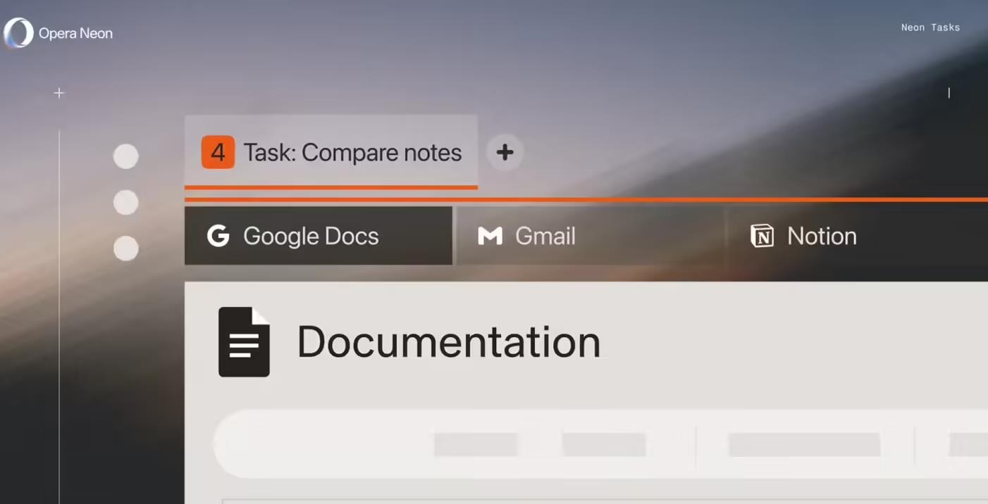 ‌Opera Neon浏览器更新：1分钟深度研究模式上线，集成Gemini 3 Pro与文档AI操作