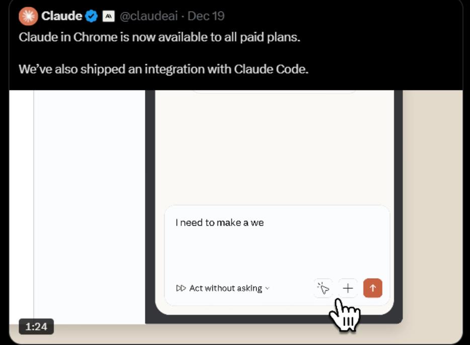 ‌Claude插件全量开放，浏览器变身AI编程工作站
