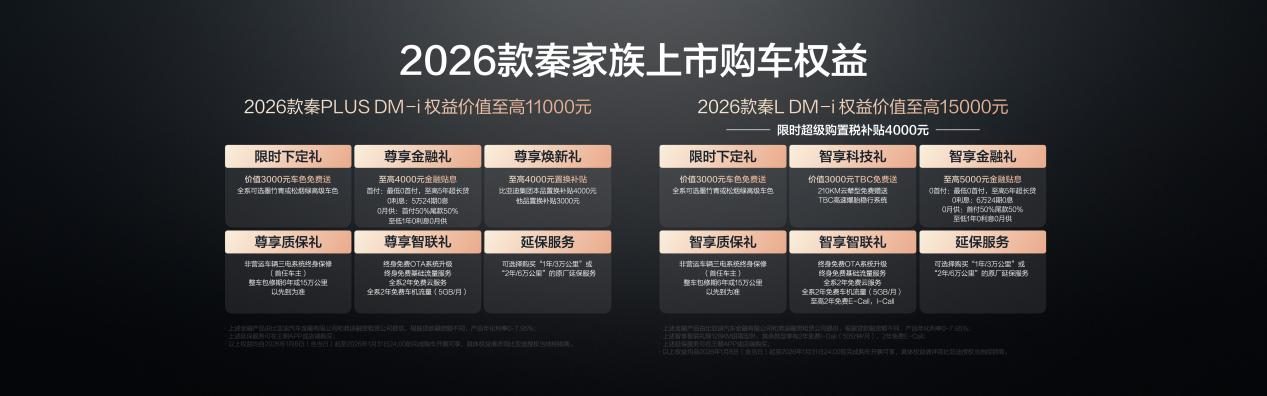 8.98万起!2026款秦L DM-i /2026款秦PLUS DM-i 上新210KM长续航