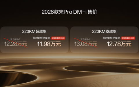 2026款宋Pro DM-i 220km长续航版上市 限时11.98万元起