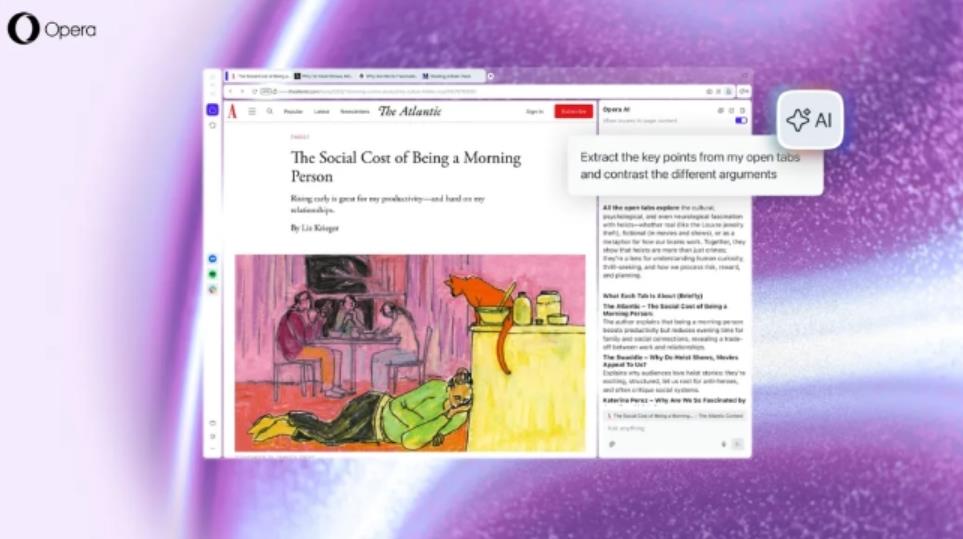 Opera AI正式上线，浏览器智能交互进入新阶段