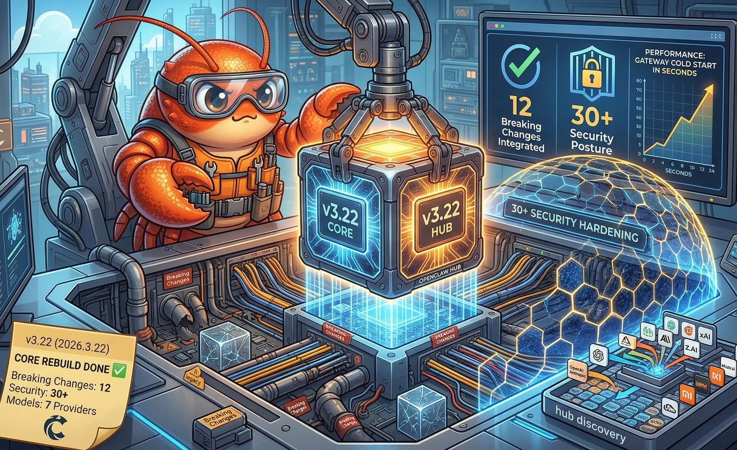 OpenClaw发布3.22版本重大升级 底层架构全面重构