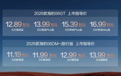比亚迪2026款海豹06GT、海豹06DM-i旅行版双车齐发，售价11.19-16.99万元