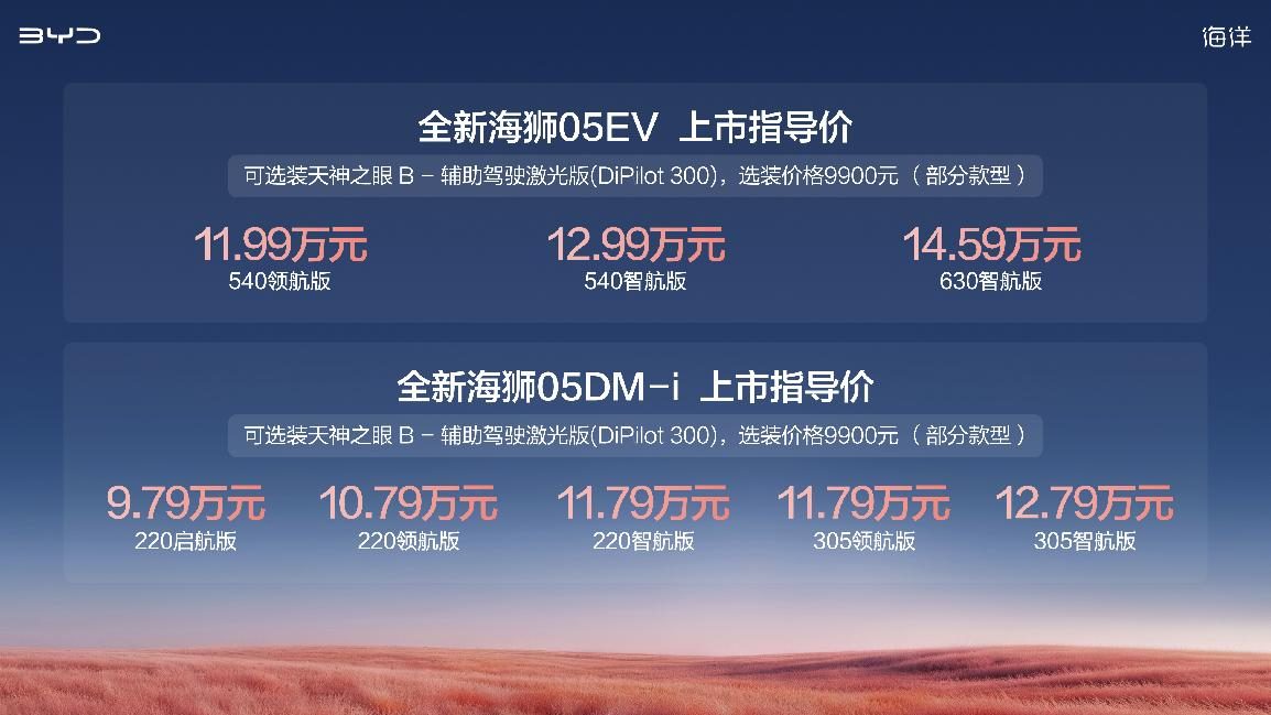比亚迪全新海狮05正式上市 售价9.79万元-14.59万元,重塑A级SUV价值新标杆