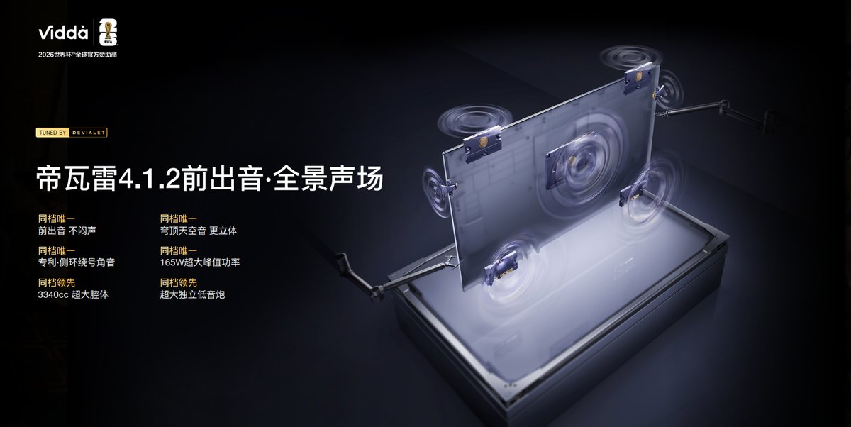 Vidda 发现X 2027款正式发布：同档唯一6000nits高亮+前出音+330Hz高刷
