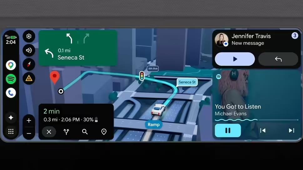 谷歌升级Android Auto：地图引入沉浸式3D导航，停车可看60fps全高清视频